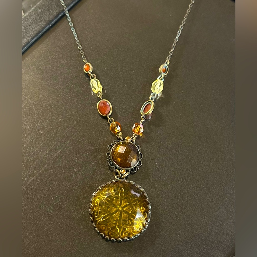 Vintage Cookie Lee autumn rhinestone chain necklace